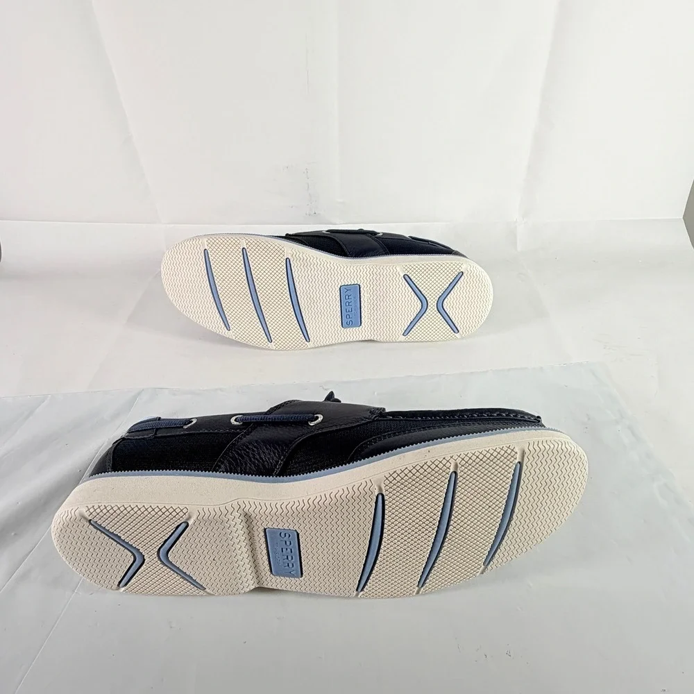 Sperry Surveyor 2-Eye Navy Blue Leather Mesh Boat Shoes Men's Size 13 M New